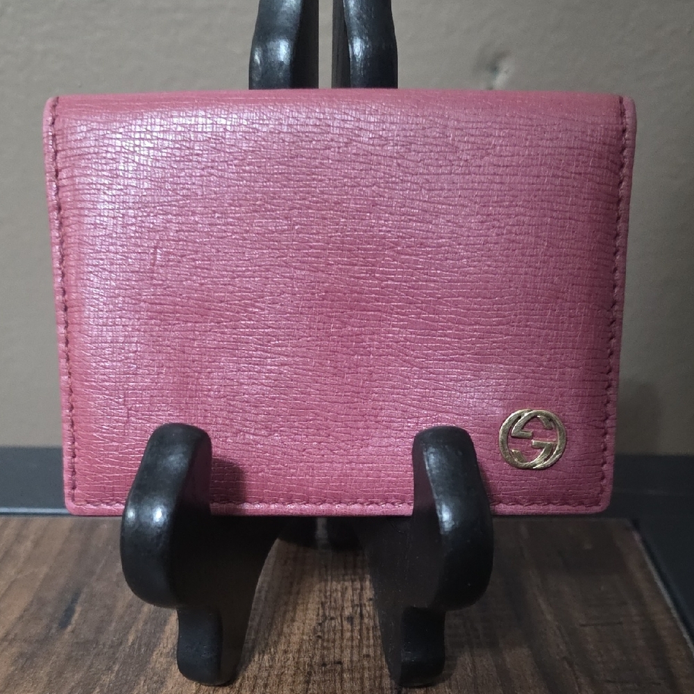 Gucci Rosso Ancora red and pink card/id Bifold Holder